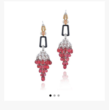 RASPBERRY RAIN - colored diamond and onyx earrings