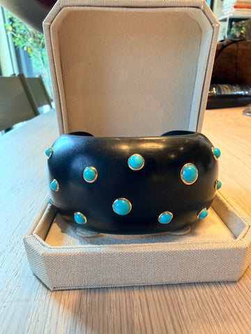 Trianon Ebony Cuff Bracelet with Turquoise