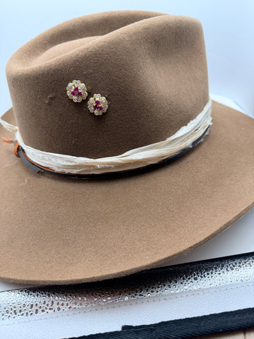 Ruby and diamond hat pins