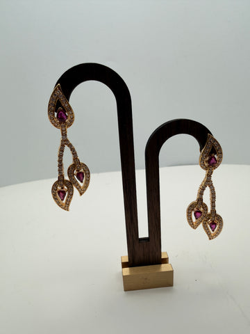 Floating Embers - Ruby & Diamond Drop Earings