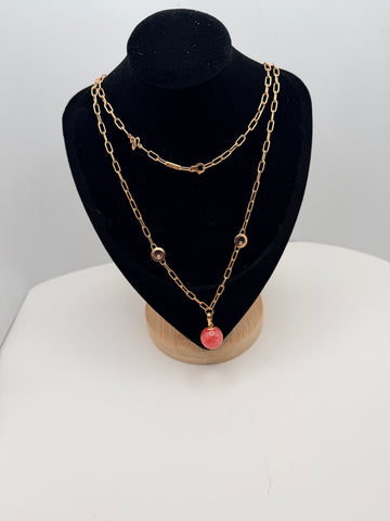 Pretty in Pink - Chophard Happy Diamonds Planet Necklace in Rhodochrosite