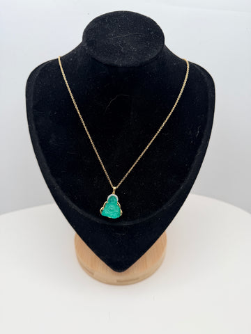 Happy Buddha - Columbian Emerald and Diamond Pendant Necklace