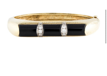 LIGHT IN THE DARK - 18k gold, Onyx, and Diamond Bangle Bracelet