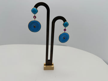Sleeping beauty turquoise drop earrings 18k gold - Desert Bloom