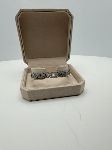 Art Deco Revival Diamond and 14k White Gold Bracelet c. 1980s