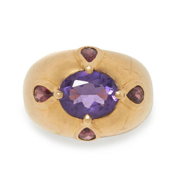 Violette d'or - French 18k amethyst and garnet ring
