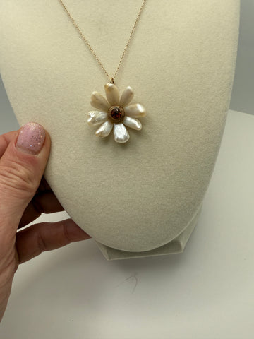 Art Newveau Brooch to necklace - river pearl and citrine